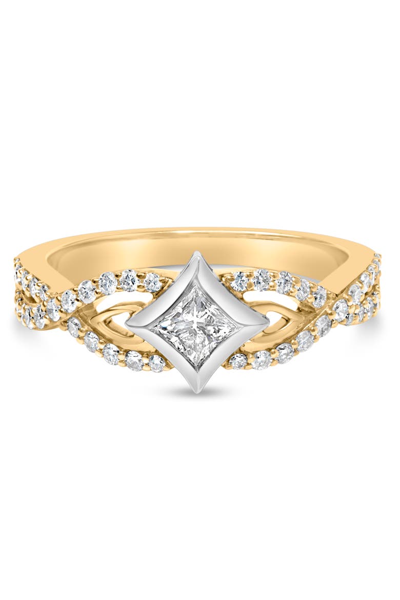 10K Two Tone Color 2/3 Cttw Diamond Kite and Twist Shank Ring, Main, color, Yellow
