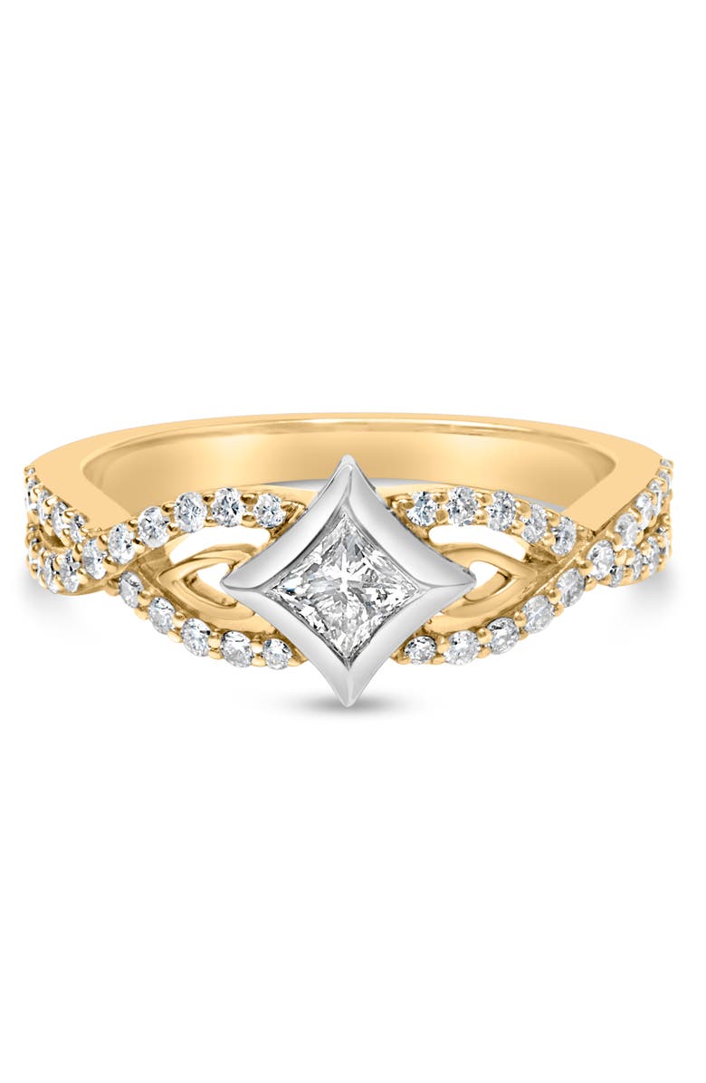 Haus of Brilliance 10K Two Tone Color 2/3 Cttw Diamond Kite and Twist Shank Ring, Main, color, Yellow