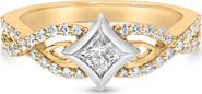 Haus of Brilliance 10K Two Tone Color 2/3 Cttw Diamond Kite and Twist Shank Ring