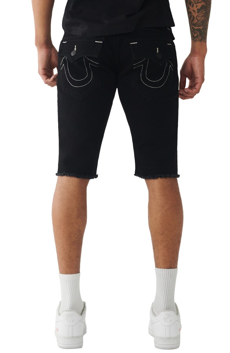 True Religion Brand Jeans Ricky Flap Stretch Fray Hem Denim Shorts, Alternate, color, 
