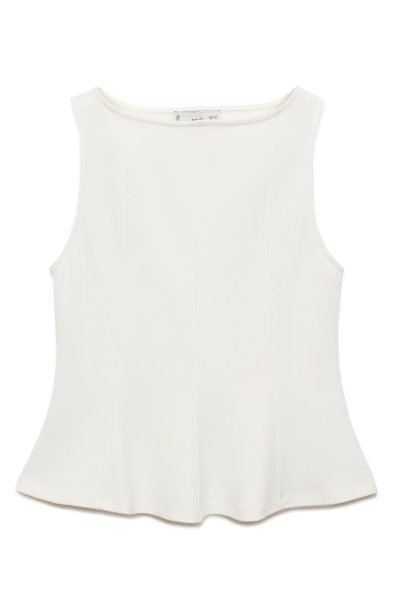 MANGO Seam Detail Sleeveless Peplum Top, Alternate, color, White