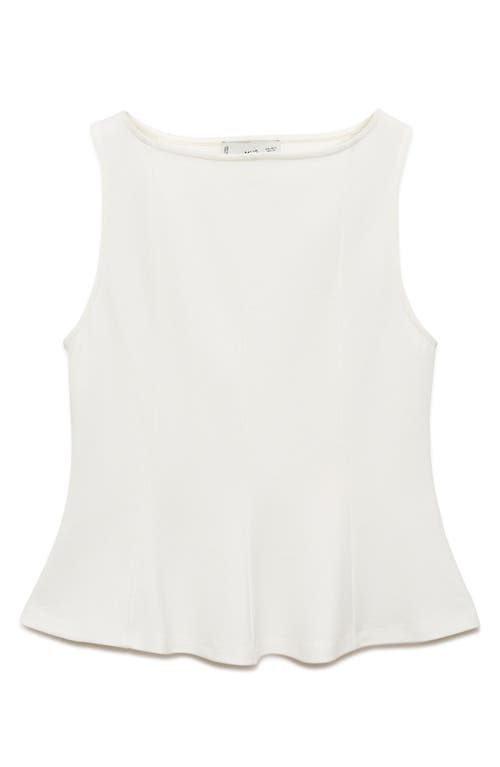 Mango Seam Detail Sleeveless Peplum Top In White