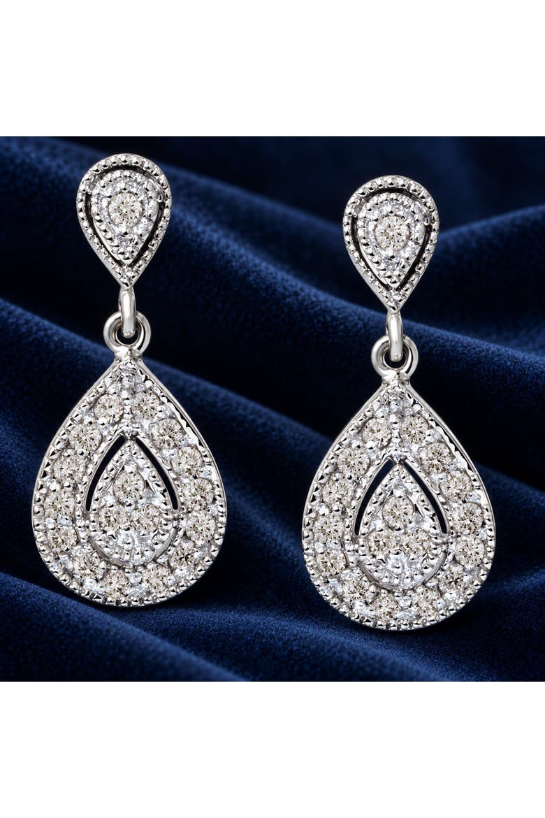 1/2Ct Diamond Pear Shape Dangle Earrings 5/8" Tall Screw Back, Alternate, color, White Silver
