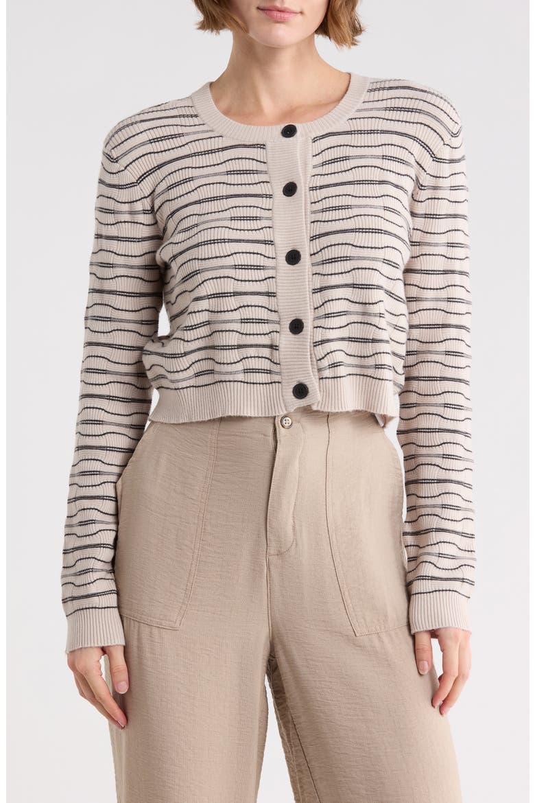 Stripe Cardigan, Main, color, BEIGE/ BLACK STRIPE