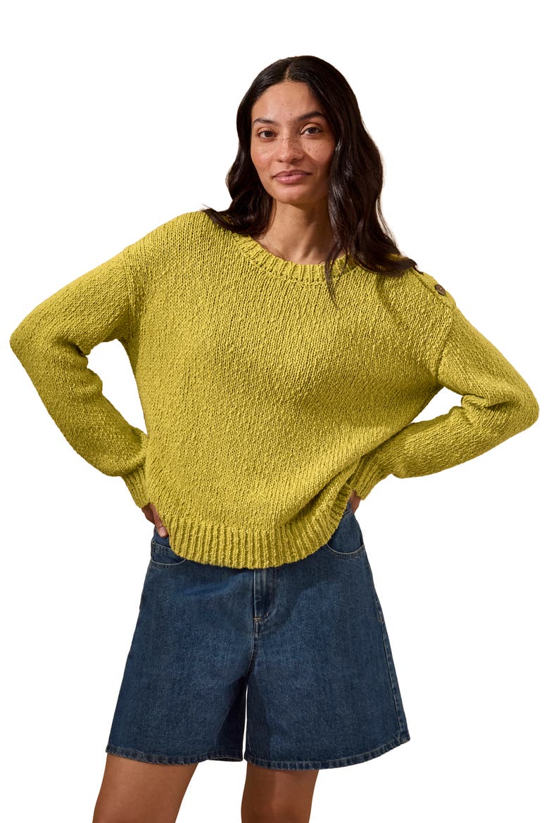 Slub Knit Button Detail Sweater, Main, color, Ochre