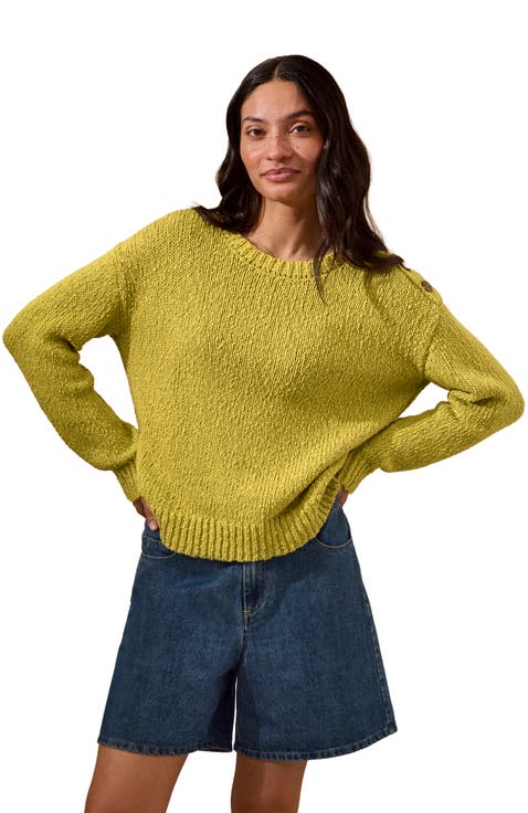 Slub Knit Button Detail Sweater