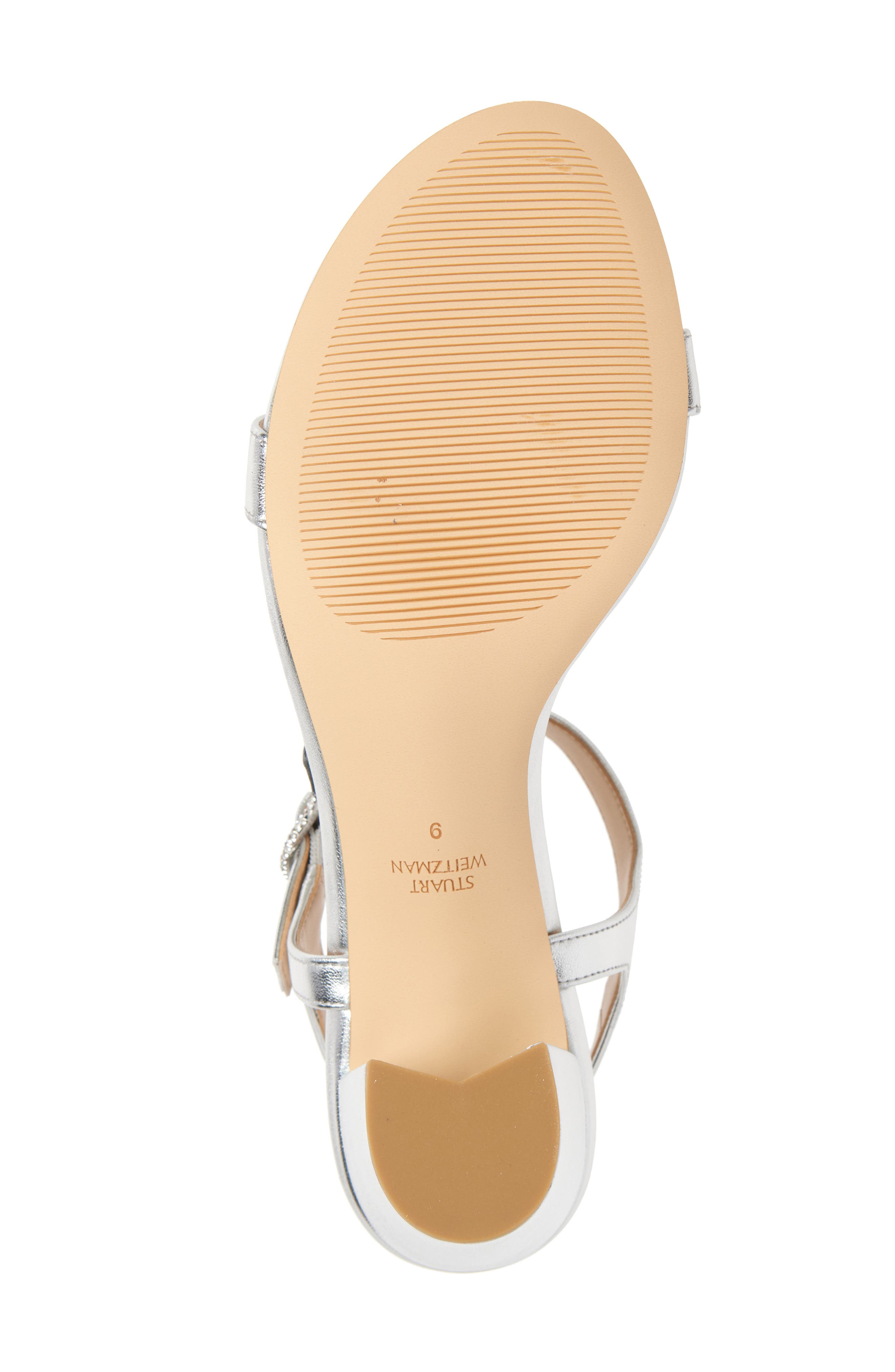 Stuart Weitzman Crystal Buckle 75 Block Heel Sandal, Alternate, color, 