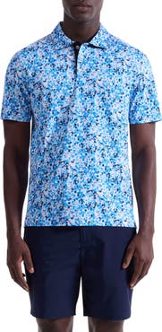 Bugatchi Hendrix Digital Painted Floral Print Pima Cotton Polo