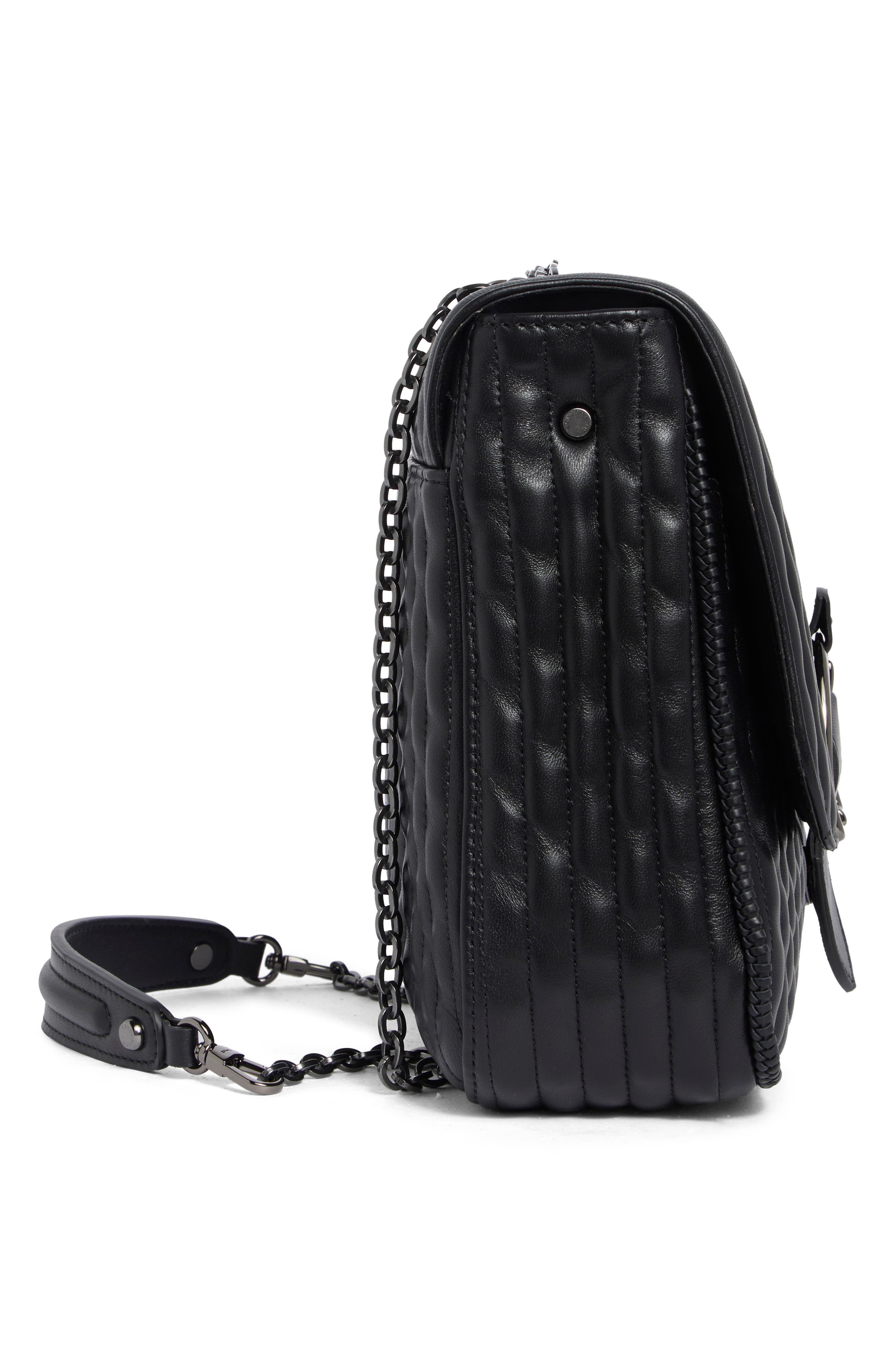 Longchamp Amazn Large Leather Shoulder Bag, Alternate, color, Black