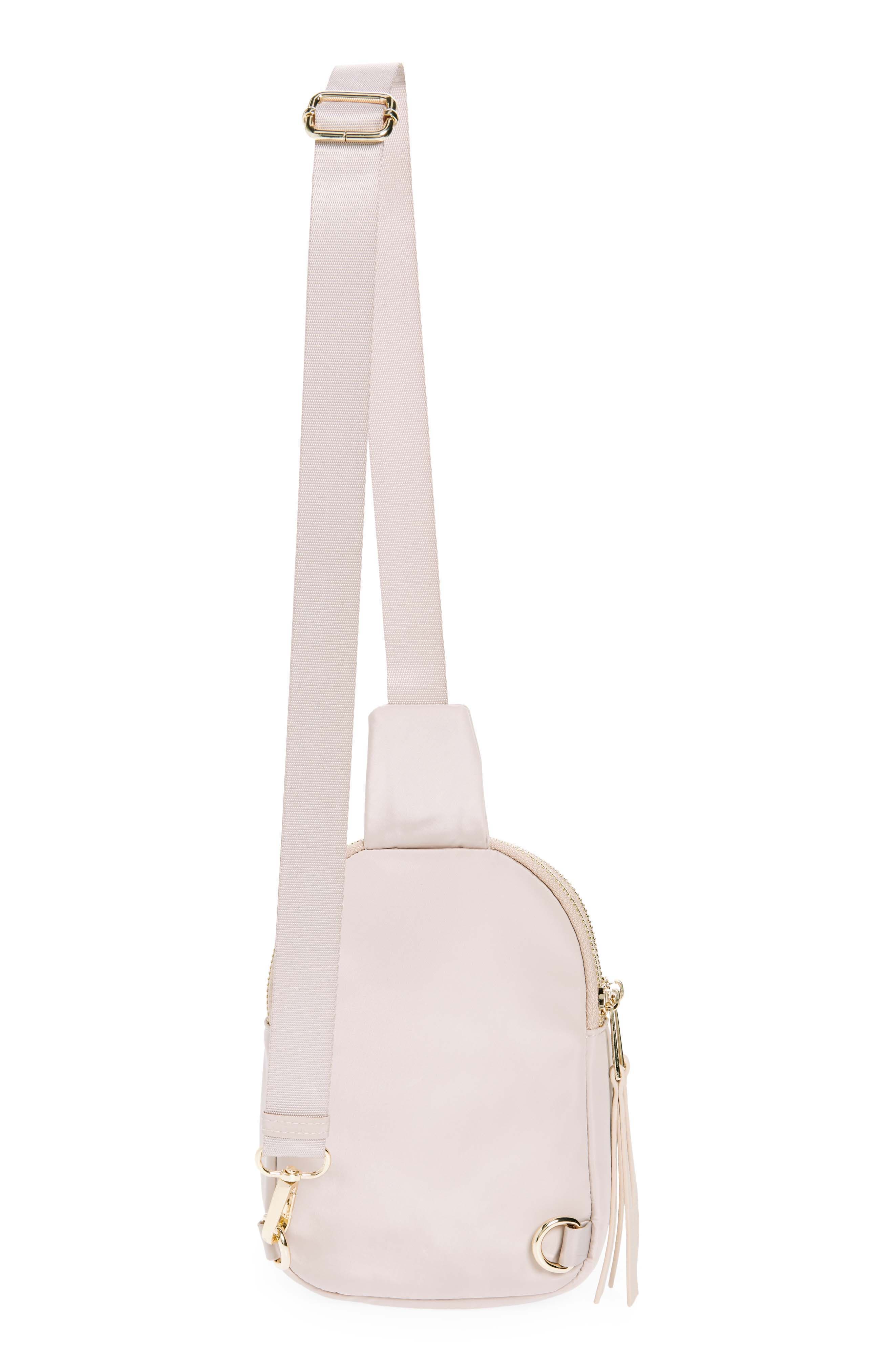 Madden Girl Adjustable Sling Bag, Alternate, color, Taupe
