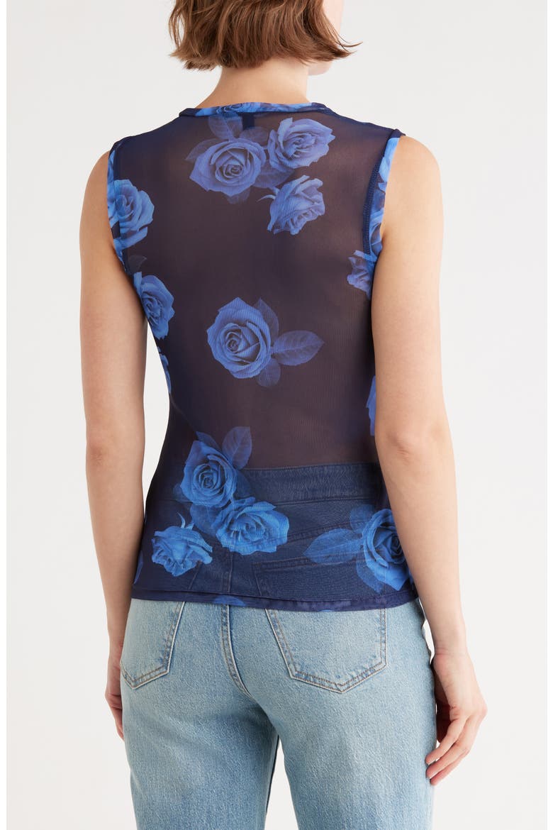 Sleeveless Powermesh Top, Alternate, color, BLUE FLORAL