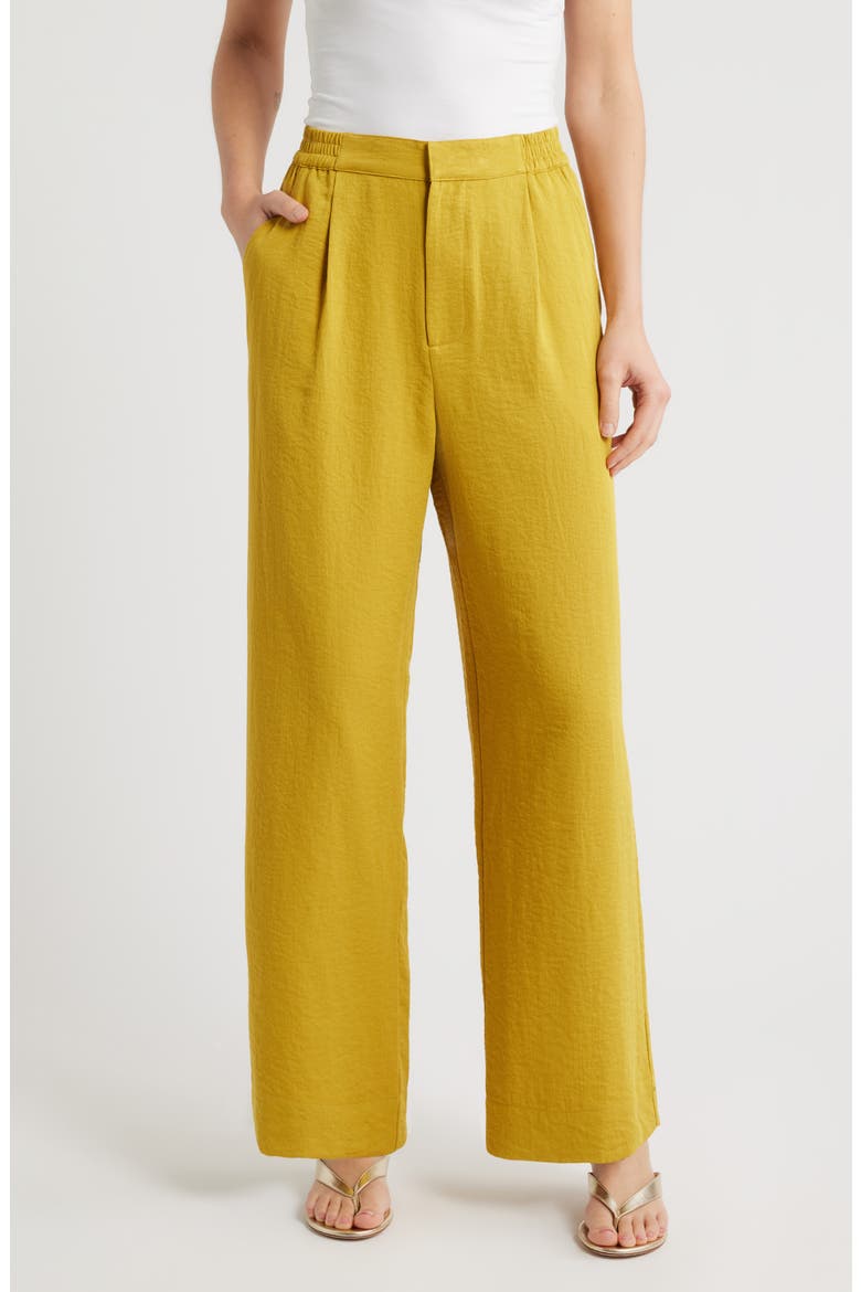 Pleated Wide Leg Pants, Main, color, DIJON