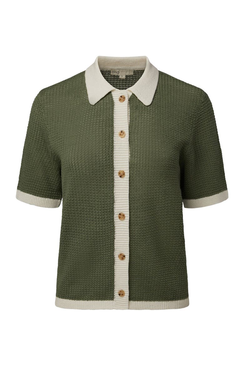 Linen Knit Button Up, Alternate, color, SEA SPRAY/WHITE