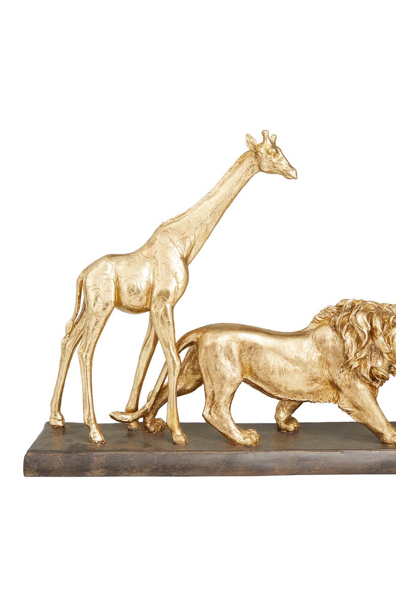 VIVIAN LUNE HOME Goldtone Polystone Safari Animal Sculpture, Alternate, color, 