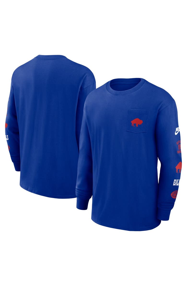 Nike Men's Nike Royal Buffalo Bills Rewind Heavy Max 90 Pocket Long Sleeve T-Shirt, Main, color, Royal