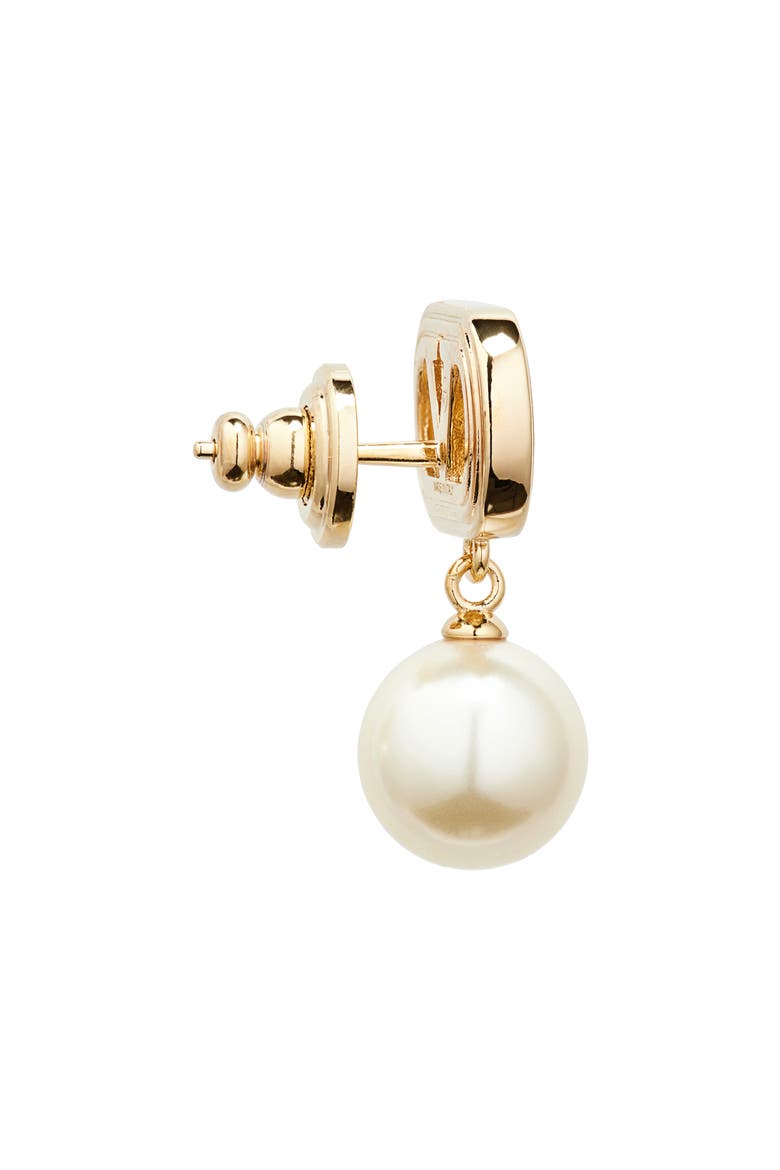 Ovalette VLOGO Swarovski® Faux Pearl Drop Earrings, Alternate, color, YELLOW GOLD