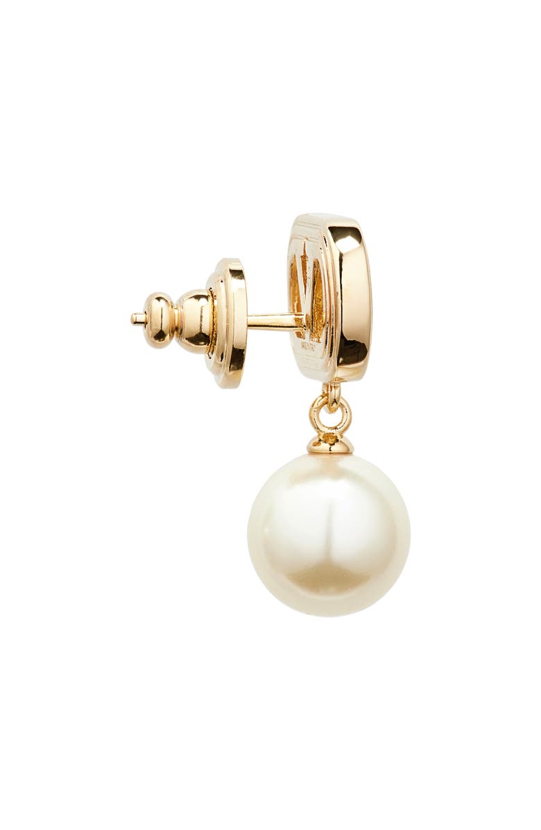 Valentino Garavani Ovalette VLOGO Swarovski<sup>®</sup> Faux Pearl Drop Earrings, Alternate, color, Yellow Gold