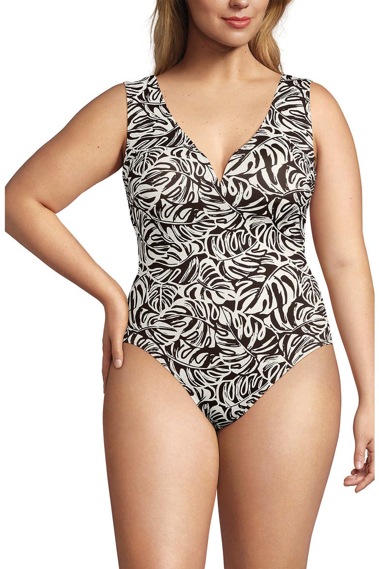 Sculpting Suit Sweetheart V-Wire High Leg One Piece Swimsuit, Alternate, color, Brown Mini Tropic Leaves