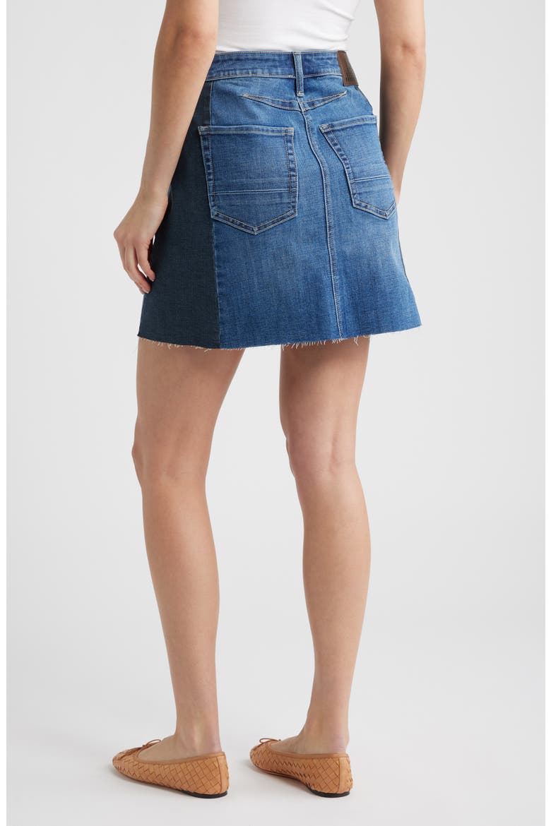 Colorblock Denim Miniskirt, Alternate, color, DARK VINTAGE WASH