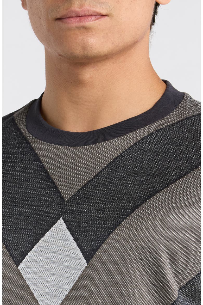 Jacquard Knit Crewneck T-Shirt, Alternate, color, NAVY