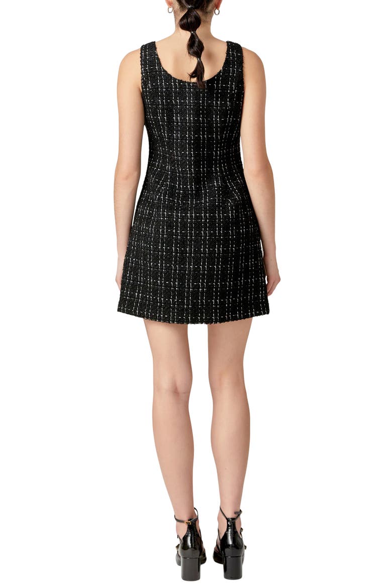 Metallic Tweed Sheath Minidress, Alternate, color, BLACK