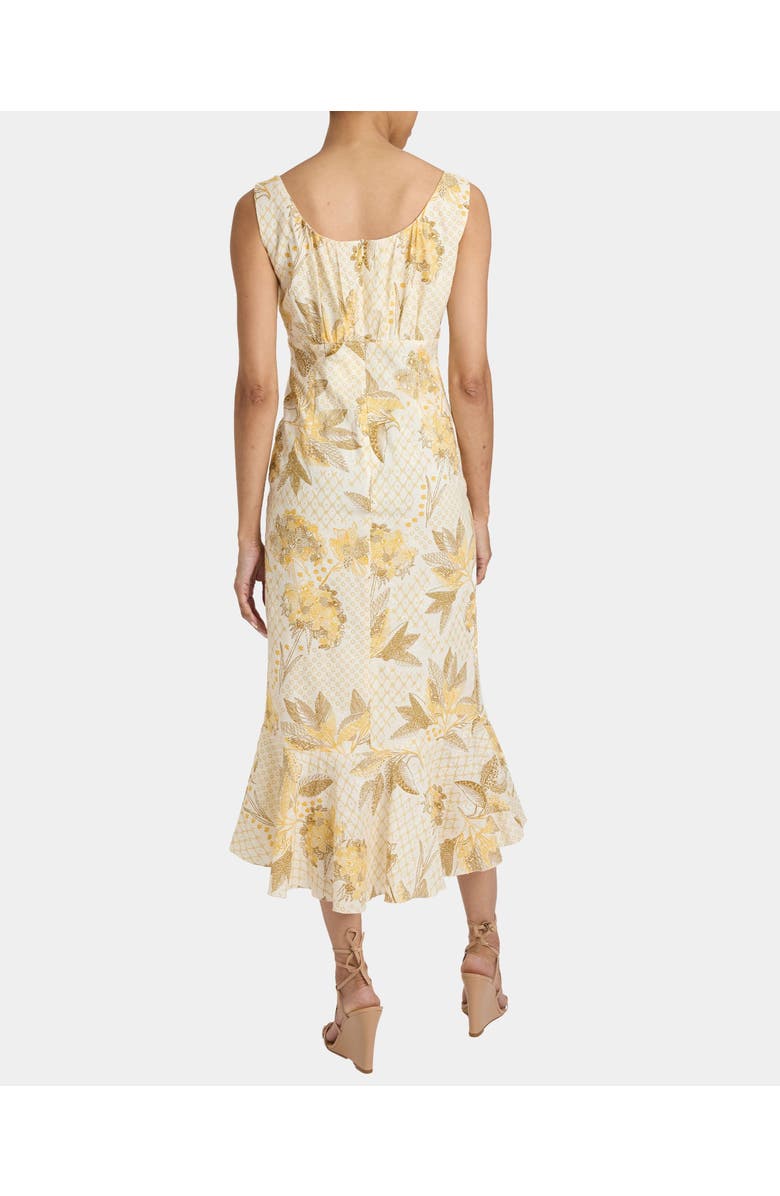 Santorelli RINA Sleeveless Hi Lo Dress in Floral Cotton Cloque, Alternate, color, Chamomile