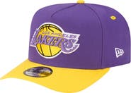 New Era Men's New Era Purple/Gold Los Angeles Lakers 80s Throwback A-Frame 9FIFTY Snapback Hat