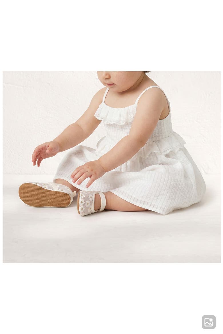Kids' Jessie Stripe Ruffle Trim Sheer Peplum Dress, Alternate, color, WHITE