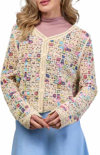 SAACHI Delicate Floral Crochet Cardigan Sweater