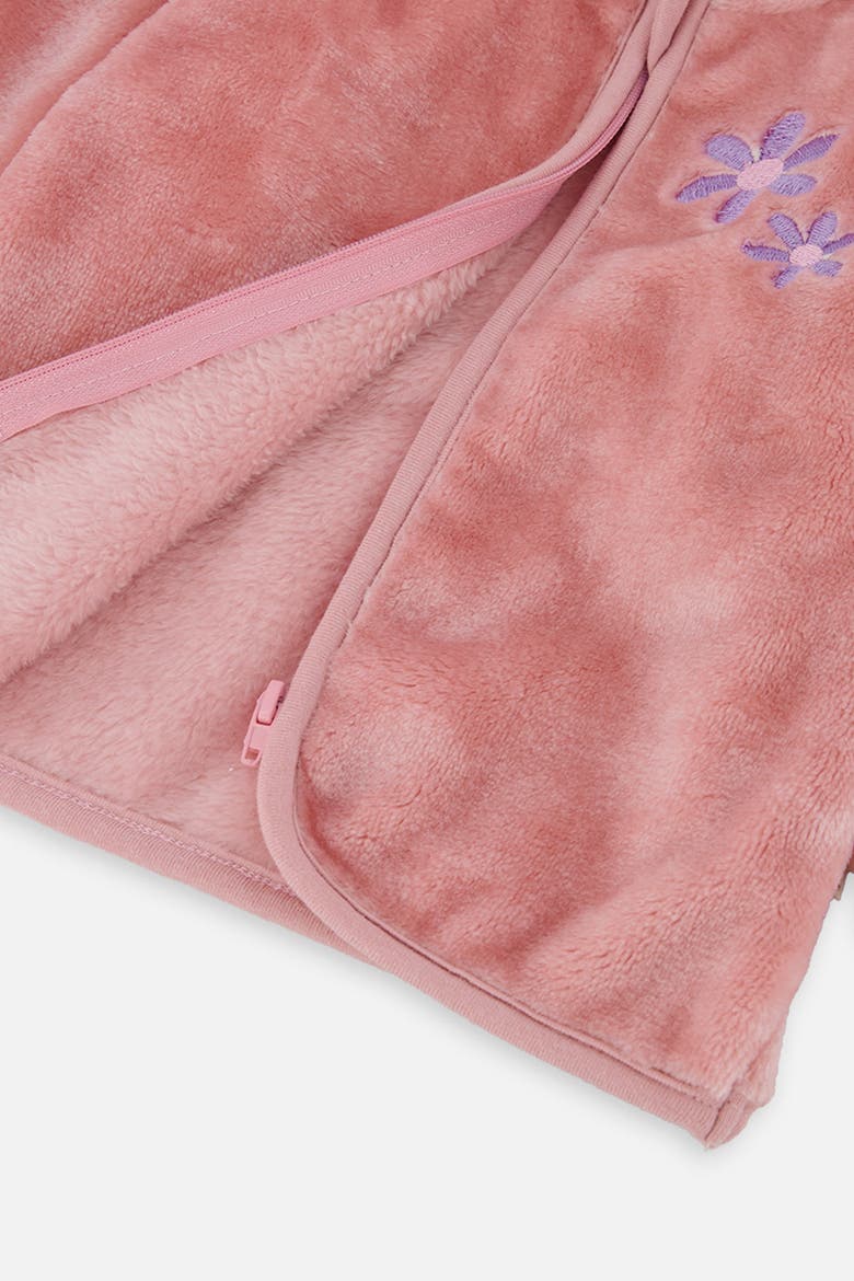 Plush Flower Embroidered Zip Jacket, Alternate, color, Dusty Pink