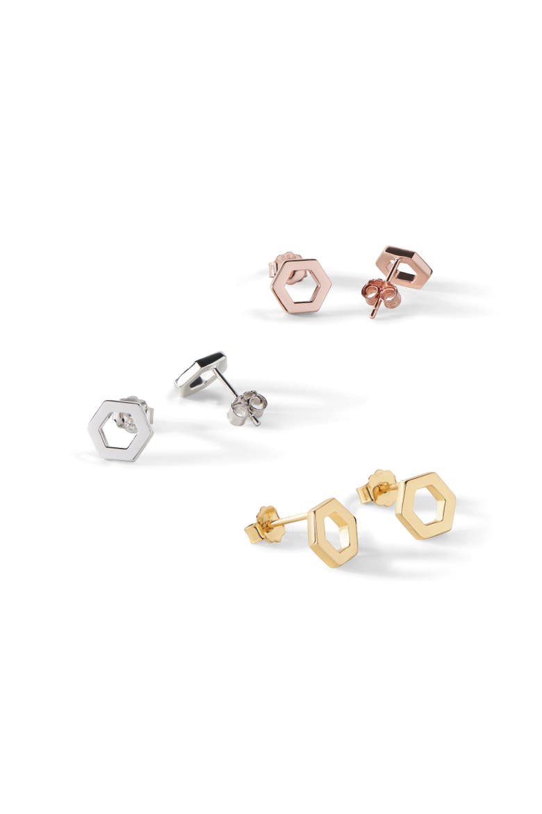 The Helena Stud Earrings, Alternate, color, Gold