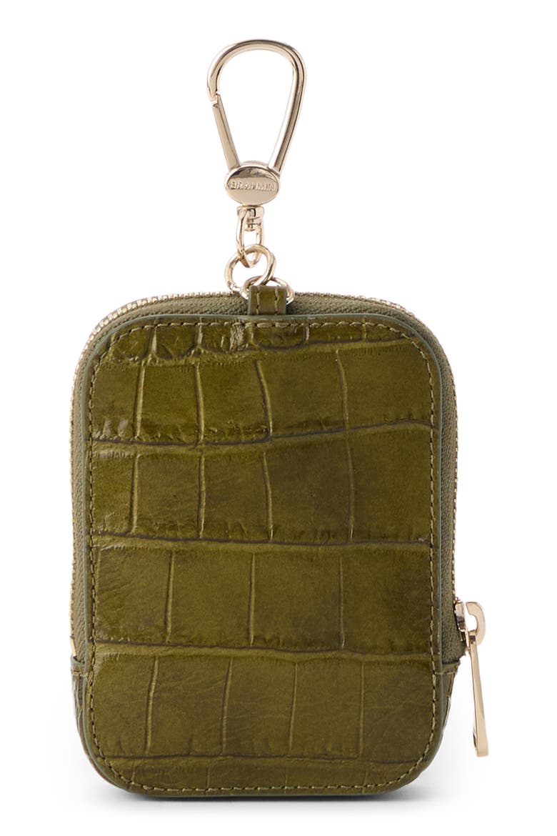 Katelynn Croc Embossed Leather Coin Pouch, Alternate, color, OLIVE