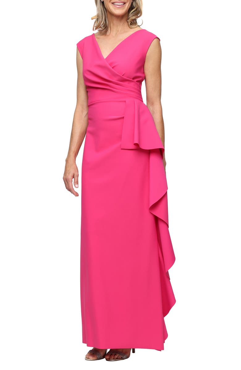 Alex Evenings Contour Collection Sleeveless Smoothfit Gown, Main, color, Geranium