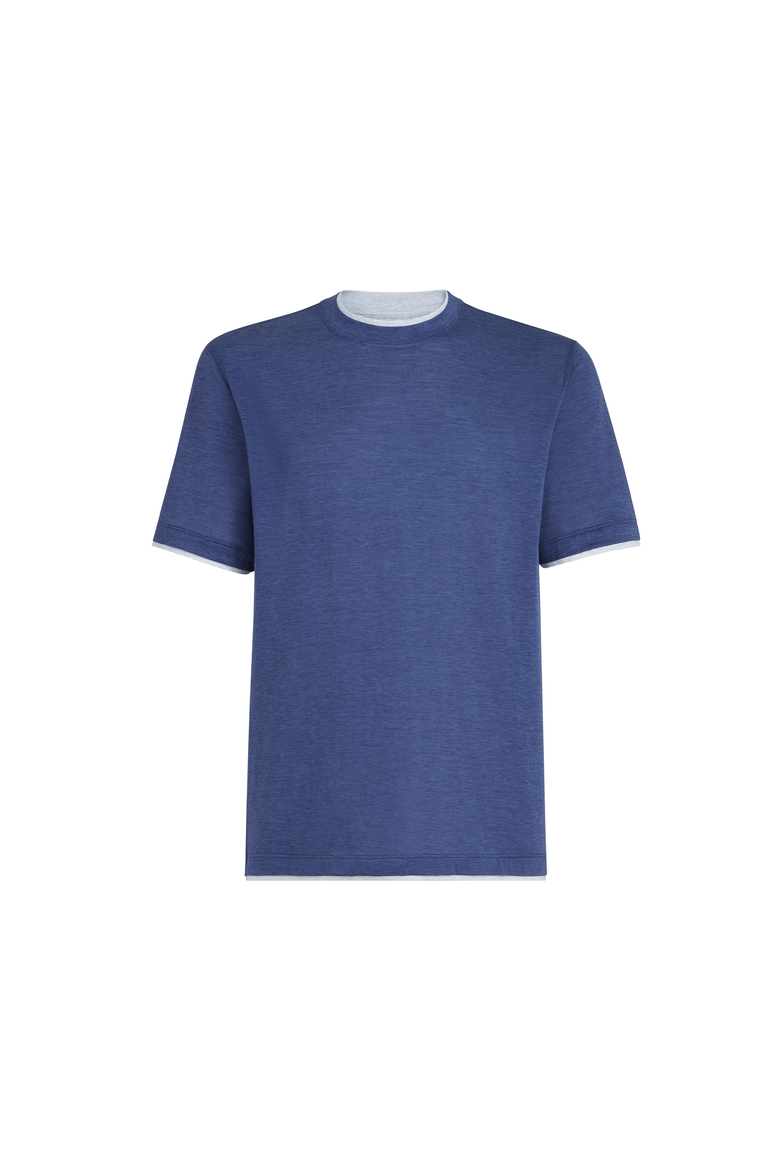 T-shirt with faux-layering, Alternate, color, Denim