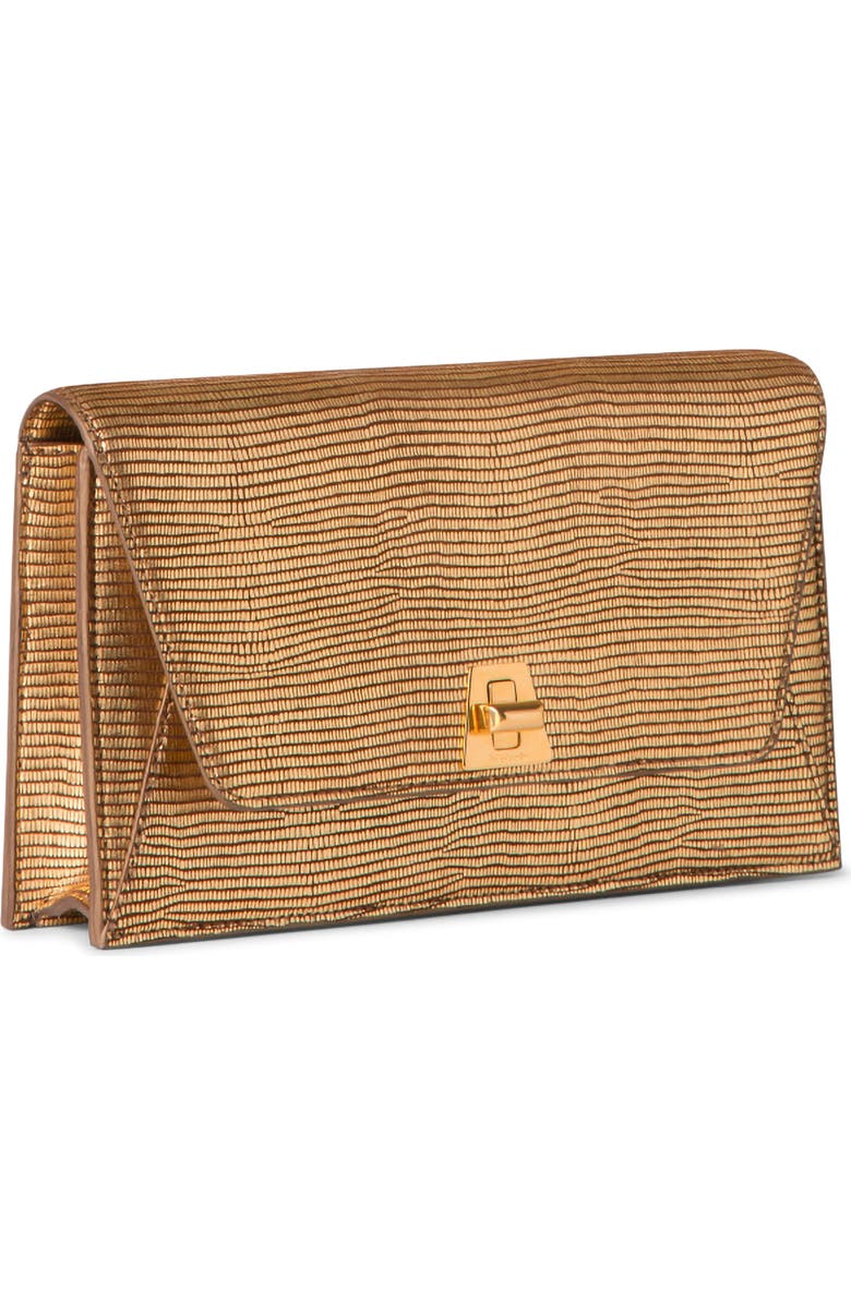 Akris Anouk Lizard Embossed Metallic Leather Shoulder Bag, Alternate, color, Bronze Gold