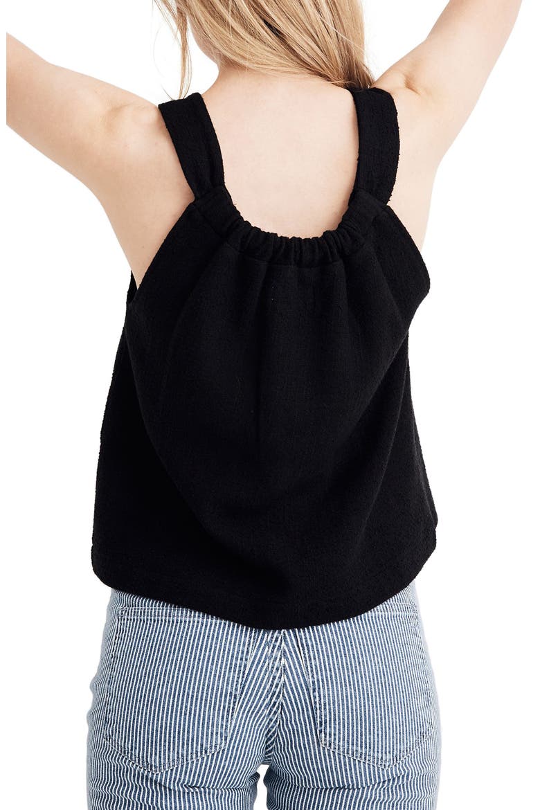 Texture & Thread Button Front Swing Tank, Alternate, color, TRUE BLACK