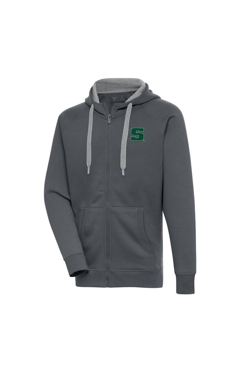ANTIGUA Men's Antigua Charcoal Slippery Rock Pride Victory Full-Zip Hoodie, Main, color, Charcoal