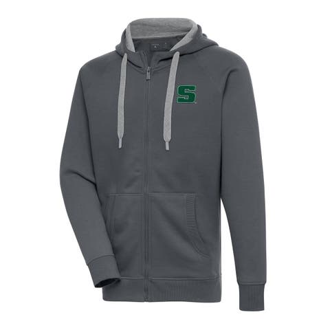 Men's Antigua  Charcoal Slippery Rock Pride  Victory Full-Zip Hoodie