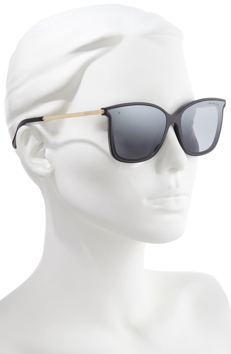 Michael Kors 61mm Polarized Cat Eye Sunglasses, Alternate, color, Black/ Grey Grad Mirr