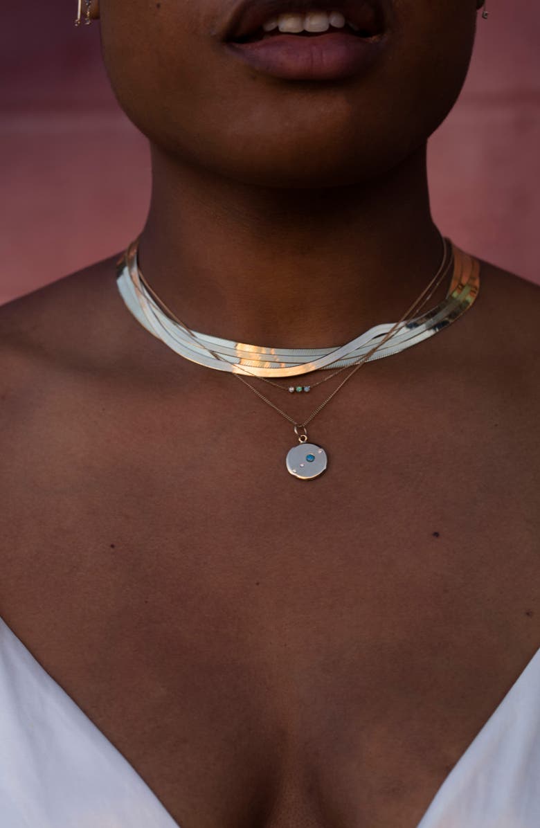 Wwake The Monolith Small Emerald & Diamond Medallion Necklace, Alternate, color,