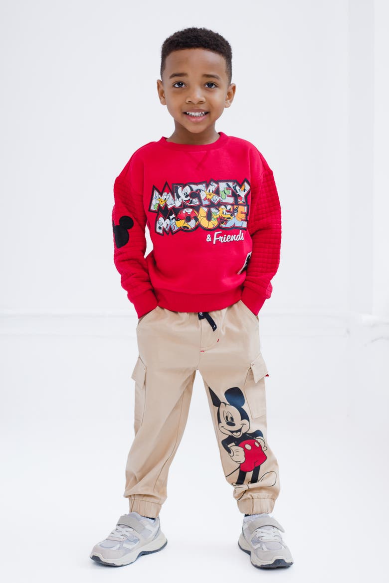 Mickey Mouse Fleece Sweatshirt and Pants Set, Alternate, color, Mickey Red Khaki