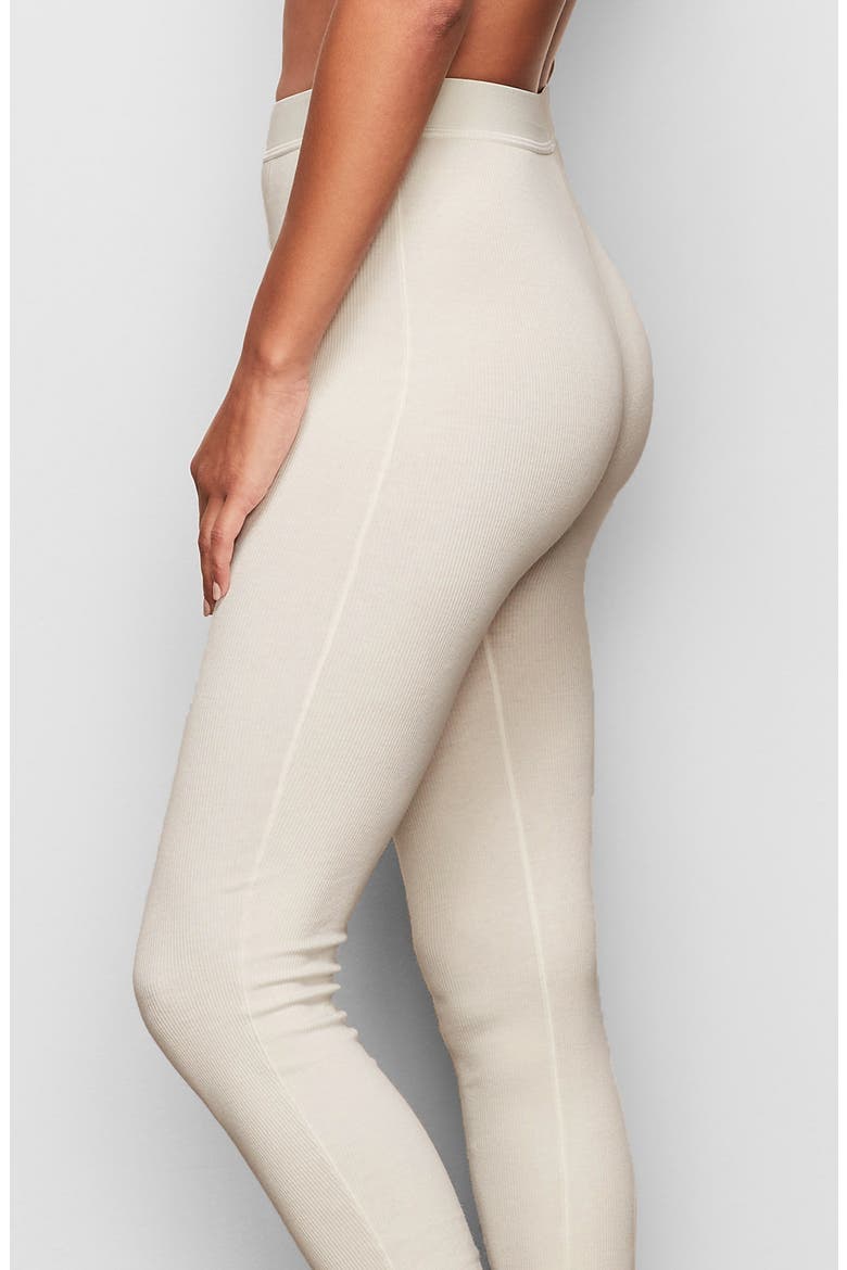 Stretch Cotton Rib Leggings, Alternate, color, BONE