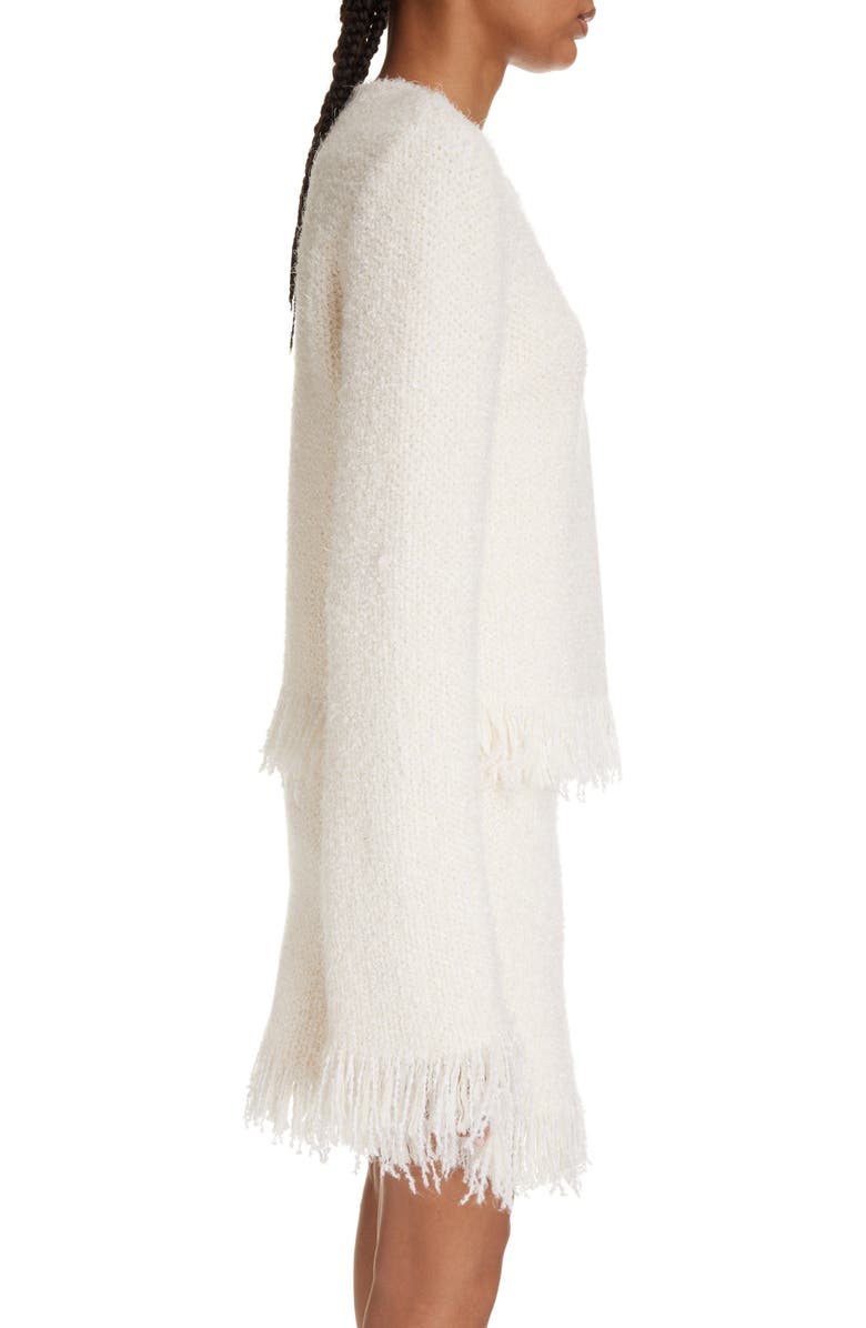 Chloé Asymmetric Fringe Trim Bouclé Jacket, Alternate, color, 