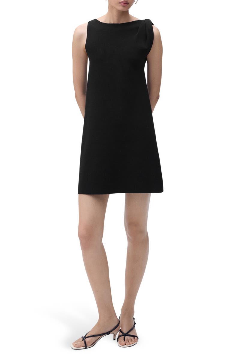MANGO Asymmetric Sleeveless Knit Dress, Main, color, Black