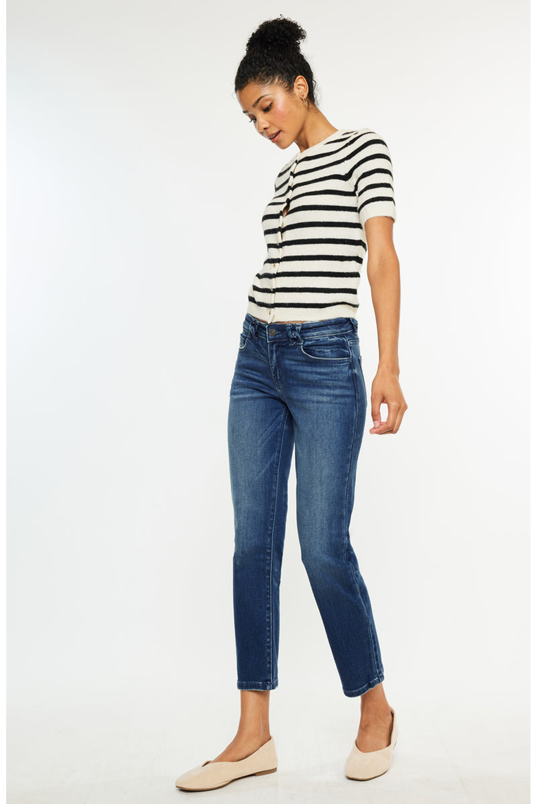 Dolores Mid Rise Slim Straight Fit Jeans, Alternate, color, Dark Wash
