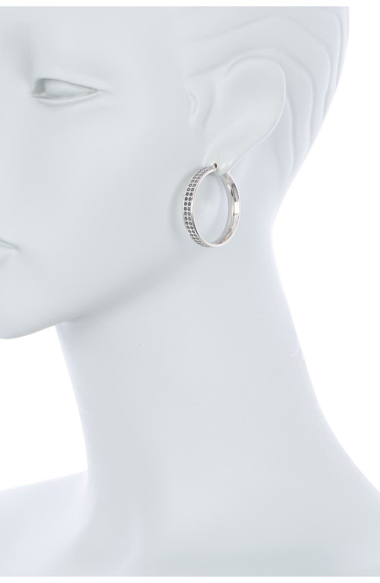 BEST SILVER Sterling Silver 35mm Polka Dot Glitter Hoop Earrings, Main, color, 