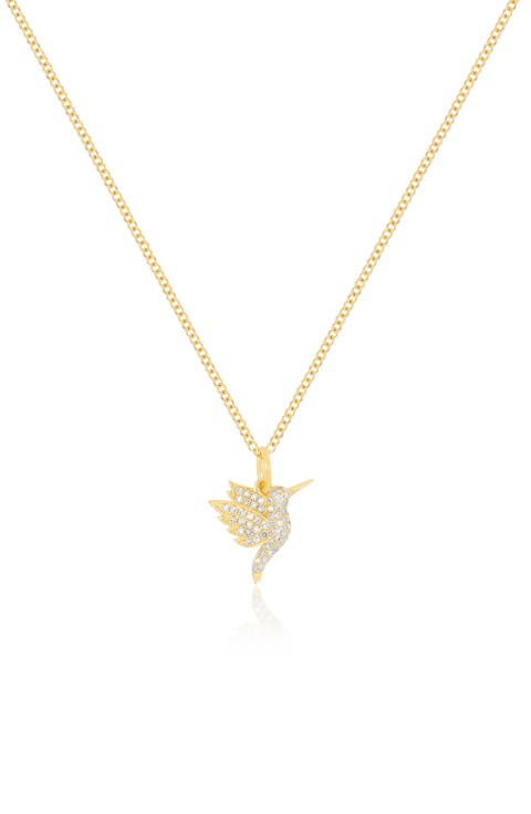 Diamond Pavé Hummingbird Pendant Necklace