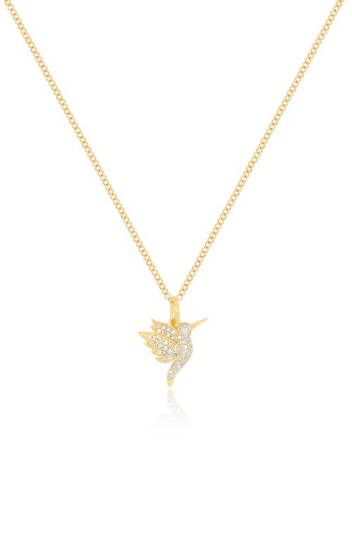 Ef Collection Diamond Pavé Hummingbird Pendant Necklace In 14k Yellow Gold