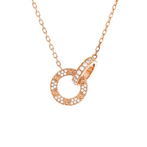 Love Interlocking Pave Necklace 18K Rose Gold and Diamonds