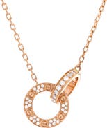 Pre-Owned Cartier Love Interlocking Pave Necklace 18K Rose Gold and Diamonds